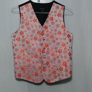Vest Gino Lussari sz m 10/12 floral print orange.